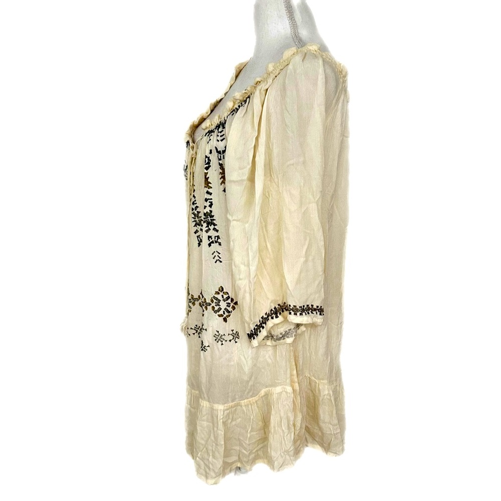 NWT RAGA Antalya Blouse Sugar Cookie Tunic Boho Flowy Tassels Festival Fairy - Picture 3 of 11
